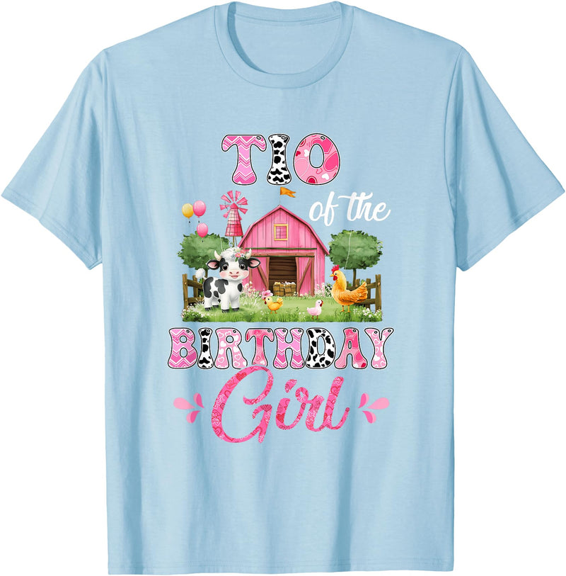 Cow First Birthday Girl Family Tio Of The Birthday Girl 1st Birthday Cow Farm Family T-Shirt - Baby Blue
