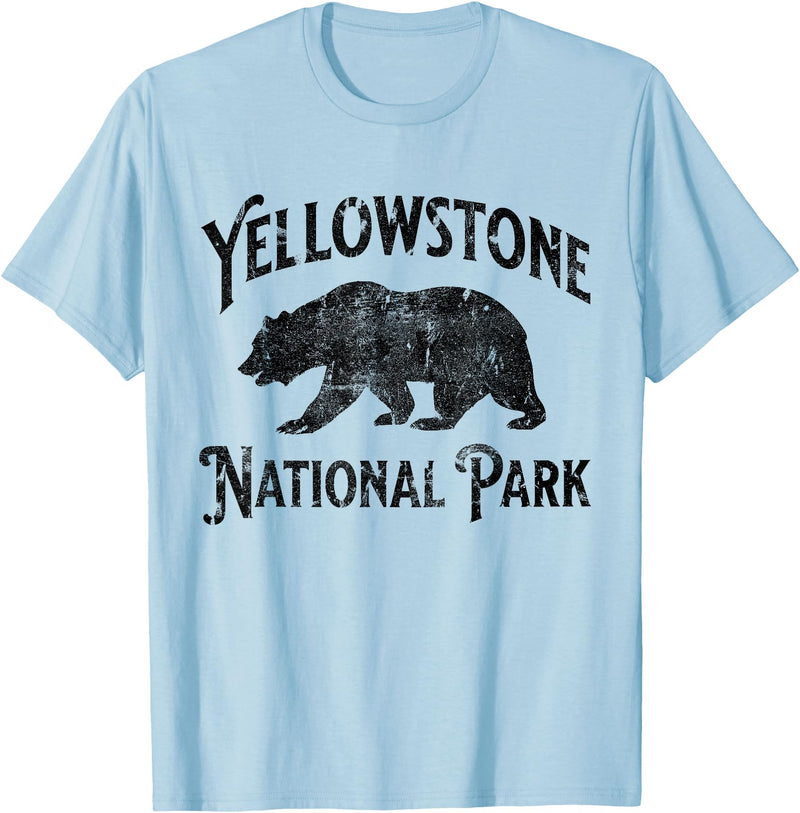 Yellowstone National Park Wyoming USA Outdoor Yellowstone National Park Bear Nature Hike Outdoors Vintage T-Shirt - Baby Blue
