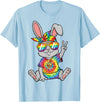 Hippie Tie Dye Rabbit Peace Sign T-Shirt in Baby Blue