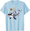 Orca Skeleton Halloween Whale Apparel Co. Skeleton Riding Mummy Orca Halloween Candy Whale T-Shirt - Baby Blue