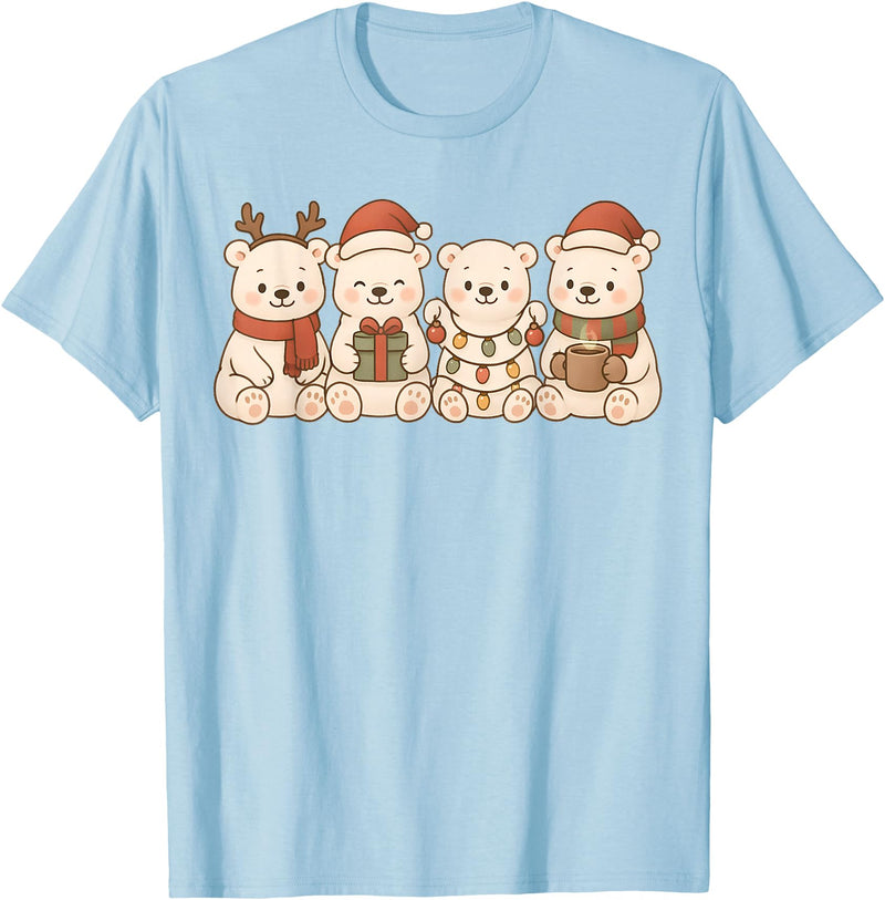 Christmas Holiday Co. Polar Bears Kids Boys Girls Christmas Polar Bears T-Shirt - Baby Blue