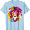 AXZ Tee Lion Series Elegant, Cool Lion Head with Bright Colorful T-Shirt - Baby Blue