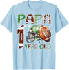 One Year Old Football Birthday Boy Matching Papa of The 1 Year Old Football Lover 1st Birthday Boy T-Shirt - Baby Blue