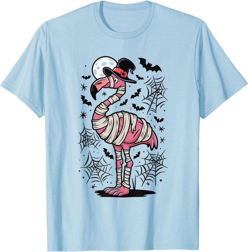 Flamingo Halloween Costume Mummy Spooky Flamingo Mummy T-Shirt - Baby Blue