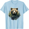 Bear Forest Animal Art Portrait Forest Artwork Wildlife T-Shirt - Baby Blue