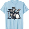 Cute Cow Playing Drums Cow Lover Apparel Cute Cow Playing Drums Cows Drummer Music T-Shirt - Baby Blue