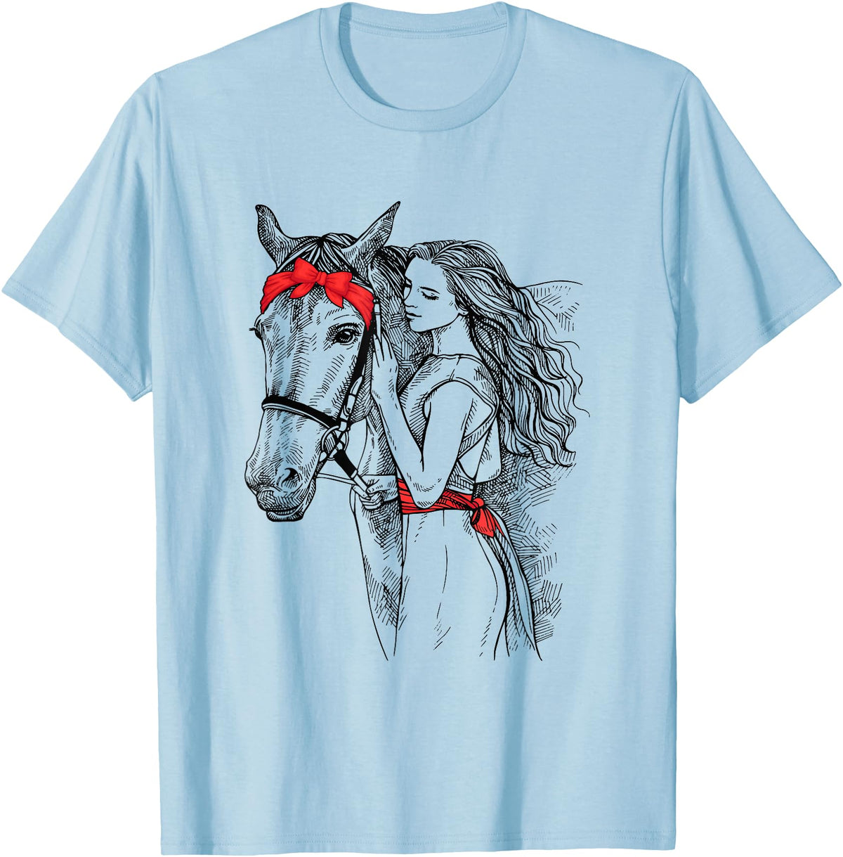 Horse Lover Novelties By SL Horse Bandana For Horse Girls Horseback Riding For Women T-Shirt - Baby Blue