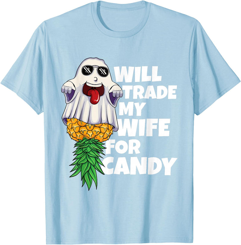 Swinger Upside Down Pineapple Apparel Will Trade My Wife For Candy Pineapple Halloween Swinger Men T-Shirt - Baby Blue