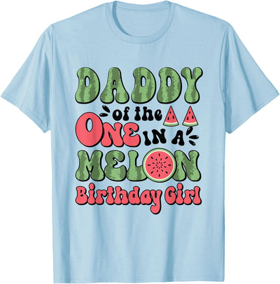 PDA One In A Melon Birthday Theme Watermelon Party Daddy of The One in A Melon Birthday Girl Watermelon T-Shirt
