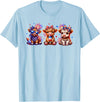 July 4th Highland Cow Farm Lovers American Costume Highland Cow Cattle Animal Lover Patriotic 4th of July T-Shirt - Baby Blue