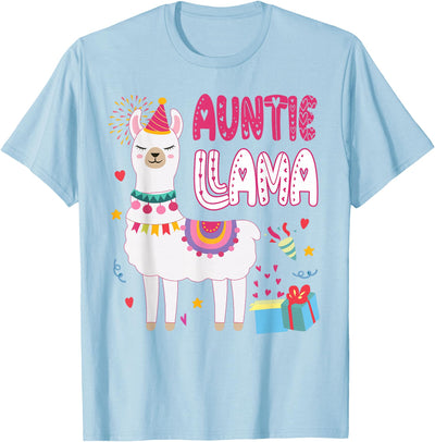 Family Matching Llama Birthday Party Supplies Auntie Llama Aunt Of The Birthday Boy Girl Llama Birthday T-Shirt