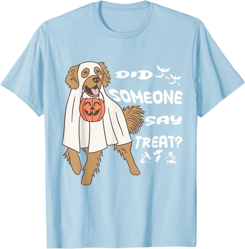 Funny Halloween Golden Retriever Owner Gifts Ideas Funny Halloween Ghost Golden Retriever Did Someone Say Treat T-Shirt -