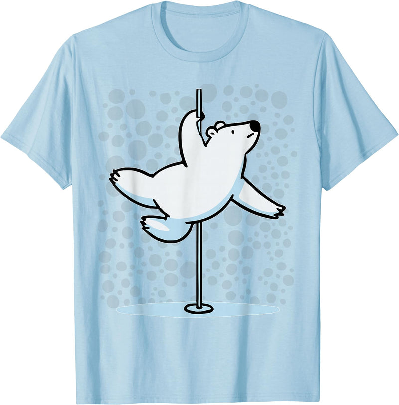 Fun Polar Bear Lover Humor Bear Dancer Stylish Tee Funny Polar Bear Pole Dancing Animal Cute Cool Wordplay Snow T-Shirt - Baby Blue