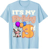 Cow Birthday 3 Party Farmyard Apparel Cow 3rd Birthday Party Balloons Moo Farm Animal Vet Barn T-Shirt - Baby Blue