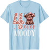 Highland Cow Print 4 Year Old Girl Birthday Gifts 4 Ever Moody Scottish Highland Cow 4th Birthday Girl T-Shirt - Baby Blue