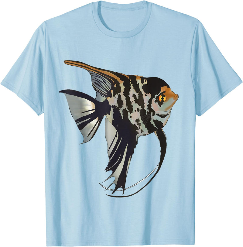 Freshwater Fish Fun Marbled Freshwater Angelfish T-Shirt - Baby Blue
