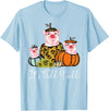 Fall Y'all Pig Thanksgiving Leopard Pumpkin It's Fall Y'all Pig Animal Leopard Pumpkin Falling Autumn T-Shirt - Baby Blue