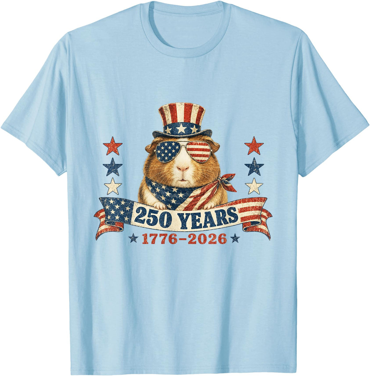 Patriotic Guinea Pig Lover Designs Funny USA Independence Day Patriotic 4th of July Guinea Pig T-Shirt - Baby Blue