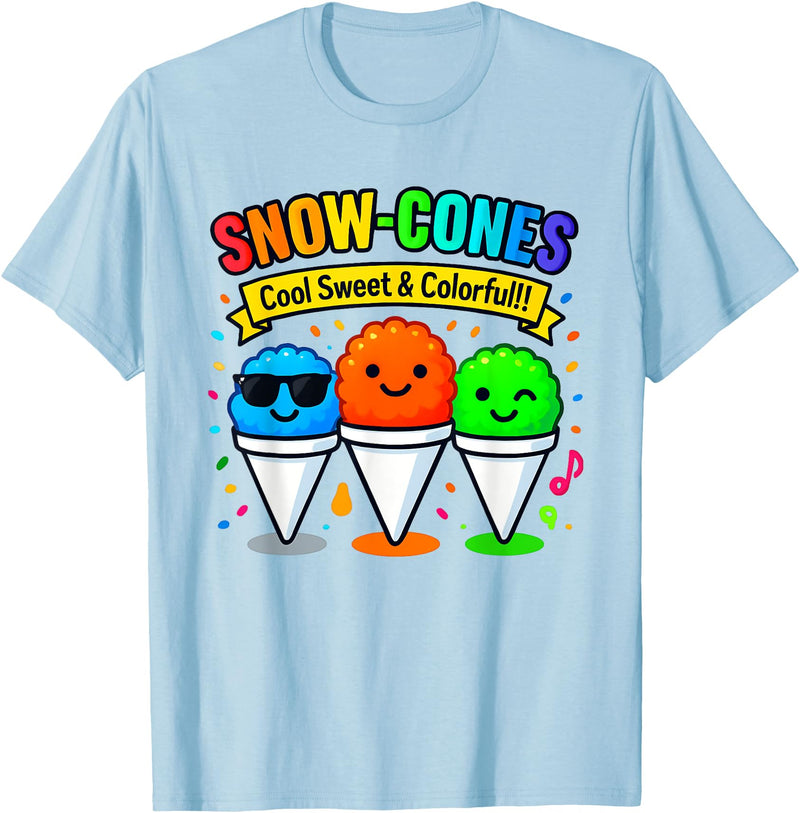 Halloween Shirts By HustlaGirl Snow Cones Cold Sweet and Colorful T-Shirt - Baby Blue