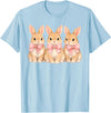 Retro Bunny Coquette Bow Rabbit Easter Women Teen Girls T-Shirt in Baby Blue