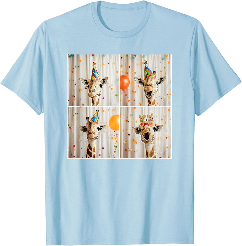 Zoo Animal Photobooth Love Giraffes Men Women Kids Happy Giraffe Face Jungle Animal Selfie Birthday Giraffe T-Shirt - Baby Blue