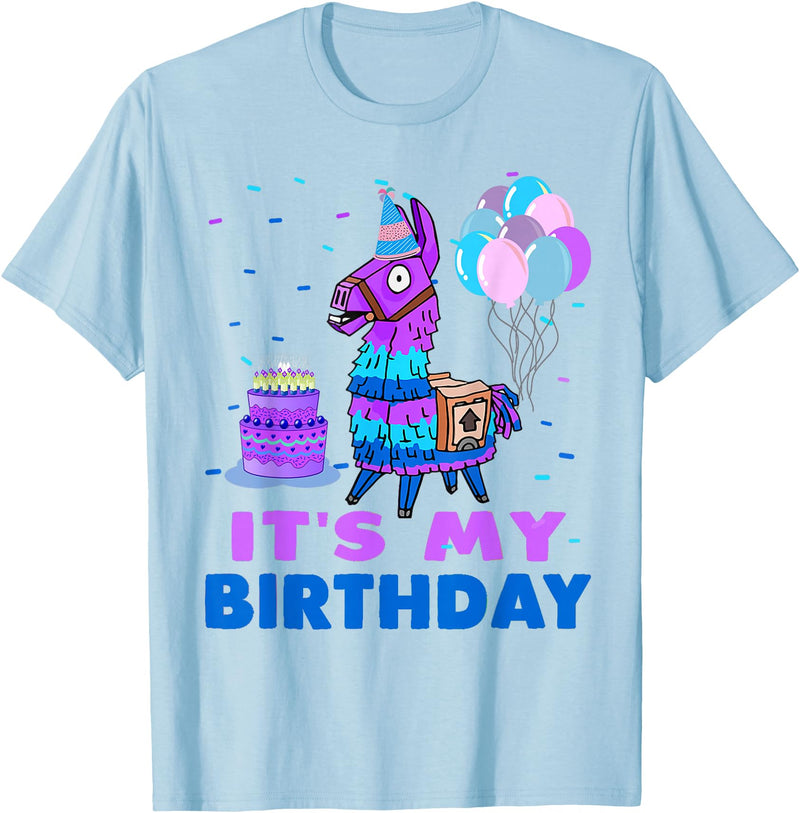 It's My Birthday for Llama Party T-Shirt - Baby Blue