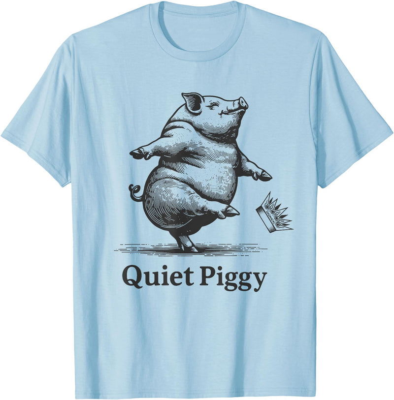 Vintage Pig Lover Funny Quiet Piggy Trump Trendy Vintage Pig Lover Funny Quiet Piggy Trump Political Trendy T-Shirt - Baby Blue