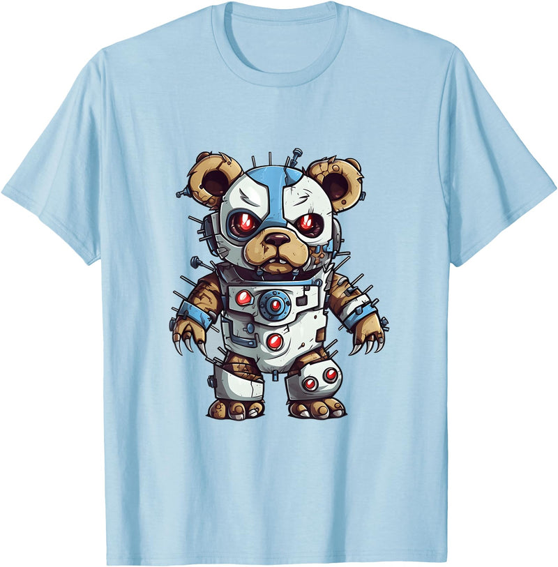 Aesthetic Teddy Bear Streetwear Designs for Men Robot Teddy Bear, Hip Hop Teddy Bear, Cyborg Teddy Bear T-Shirt - Baby Blue
