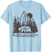 Trendy Apparel Cali Bear Forest And Mountains Background T-Shirt - Baby Blue