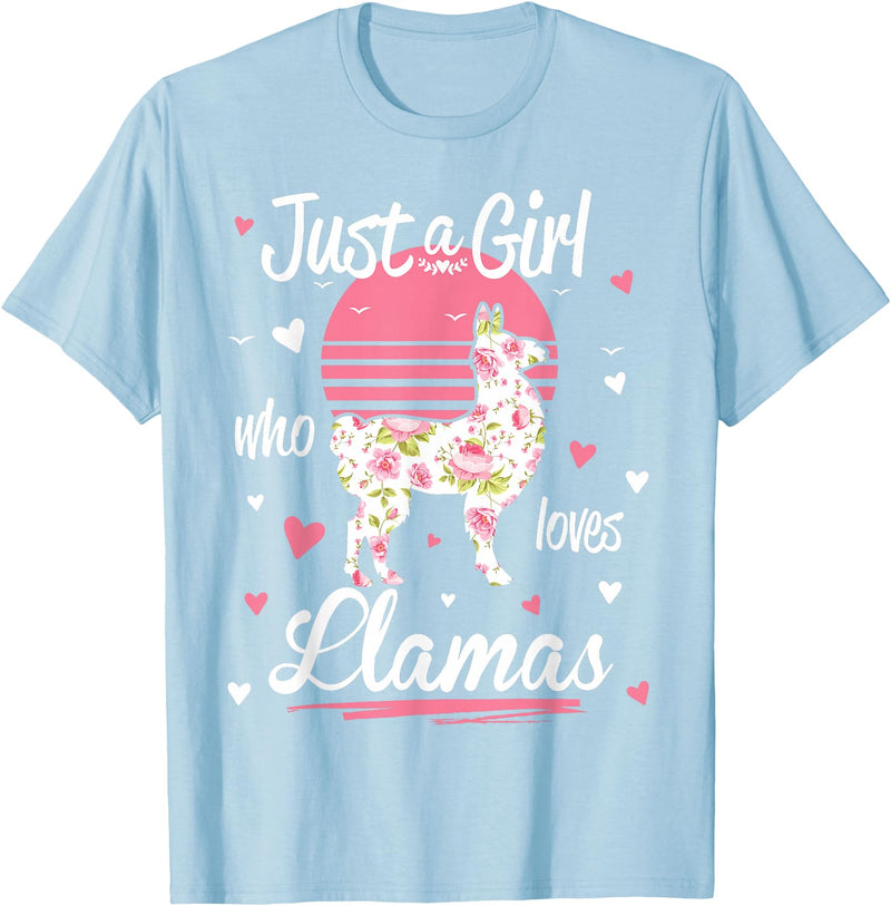 Pack A Punch Just A Girl Who Loves Llamas Llama Shirt Vintage T-Shirt - Baby Blue