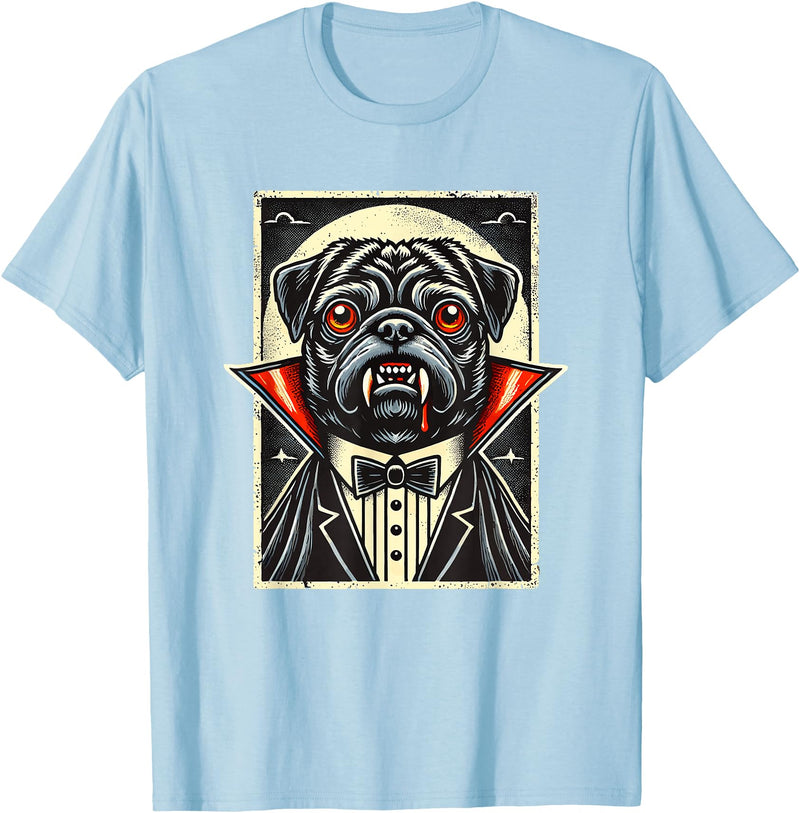 Haunted Spooky Halloween Gifts Halloween Vampire Pug Pugs T-Shirt - Baby Blue