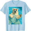 Pool Party Summer Animals Designs Funny Polar Bear with Sunglasses Summer Animal Swimming T-Shirt - Baby Blue