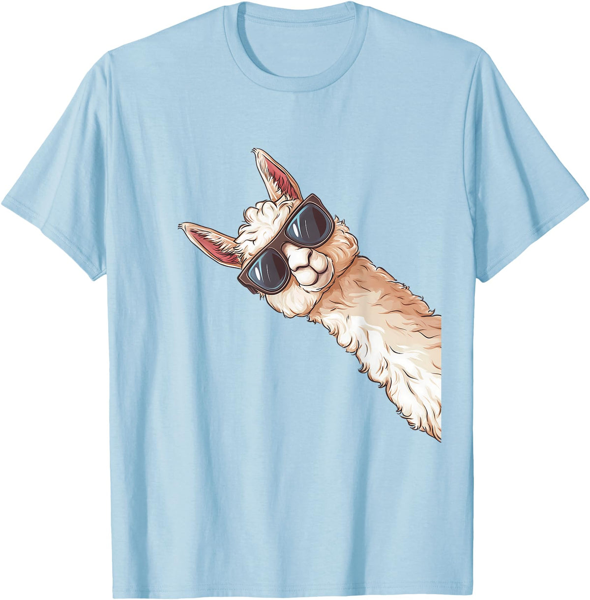 Ällamaco. Llama Alpaca Lama Sunglasses T-Shirt - Baby Blue