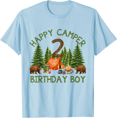 Camper 2nd Birthday Boy Forest Bear Camping Adventure Gift T-Shirt