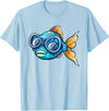 Fish with diving Googles Outfit Funny Fish Face Outfit for Summer and Fishes Lovers T-Shirt - Baby Blue