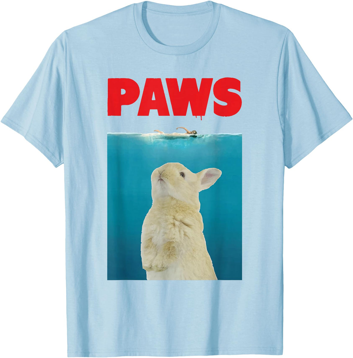 Paws Bunny Funny Parody Rabbit Lover Gifts T-Shirt in Baby Blue