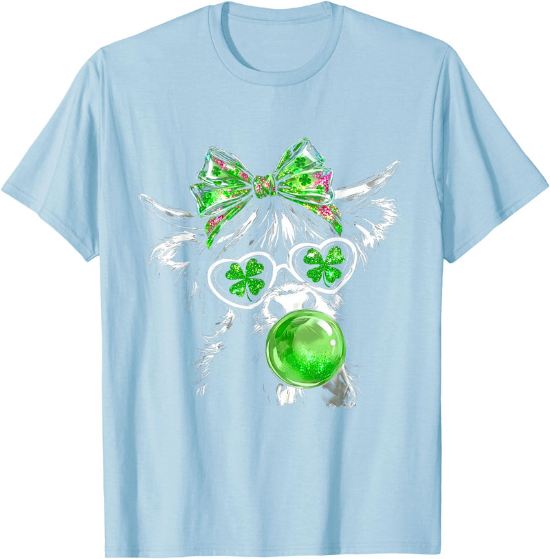 Funny St Patrick’s Day Shamrock Irish Cow Lover Coquette Highland Cow St Patrick’s Day Lucky Irish Cow Lover T-Shirt - Baby
