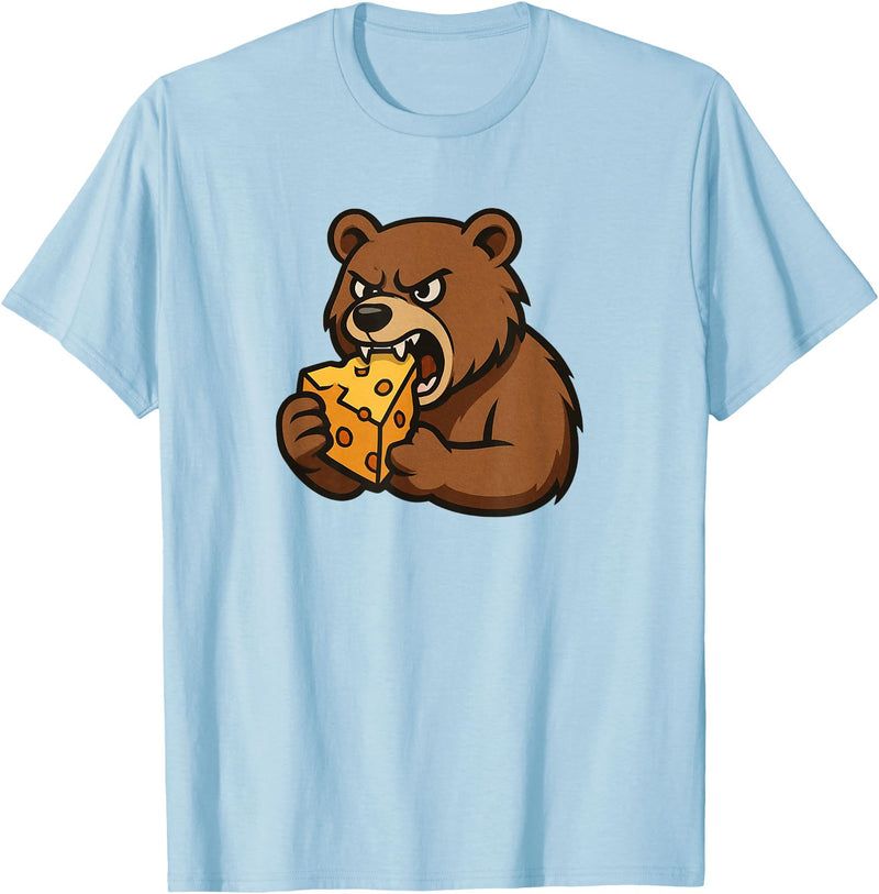 Chi City Designs Bear Eating Cheese T-Shirt - Baby Blue