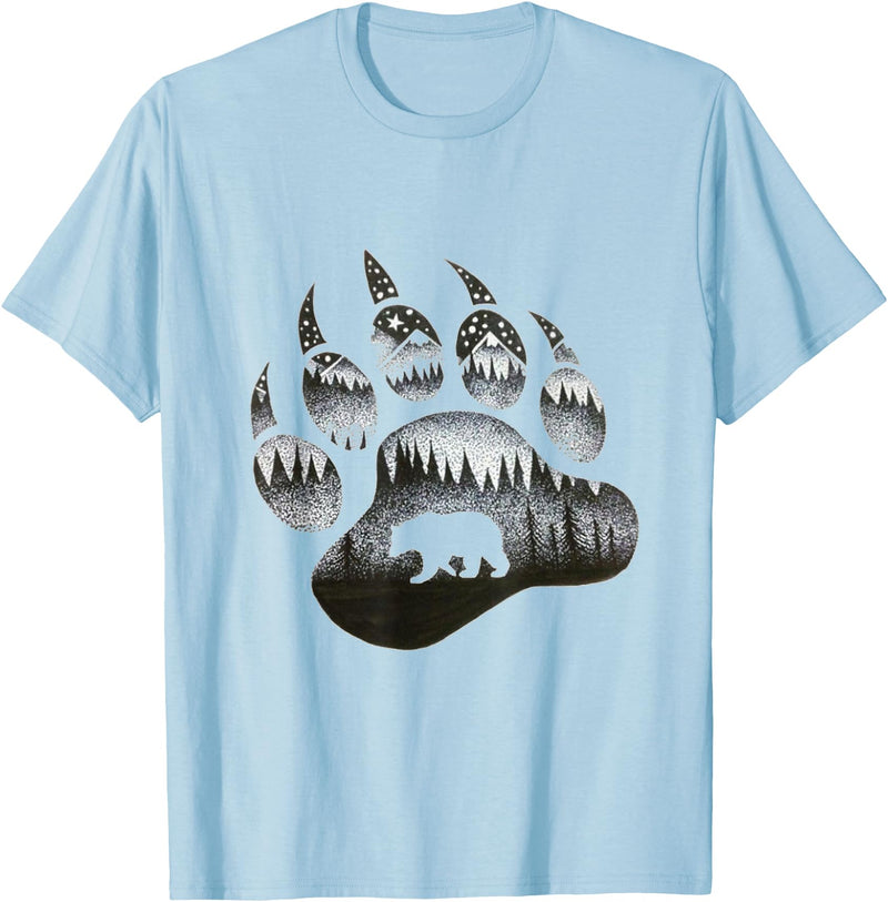One Nature Designs Touching Ghost of the Spirit Bear Paw T Shirt T-Shirt - Baby Blue