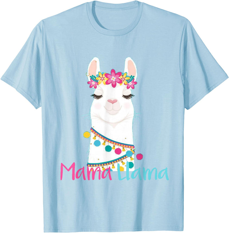 funny Mama Llama tshirt for mother's day Mama Llama Funny Mother's Day Shirt for Women Mom Love Llama T-Shirt - Baby Blue