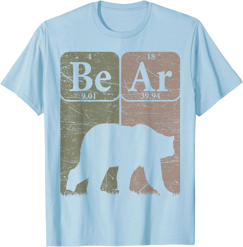 Bear Periodic Chemistry Elements Retro Arctophile Bear Periodic Table Elements Grizzly Bear Vintage Arctophile T-Shirt - Baby Blue