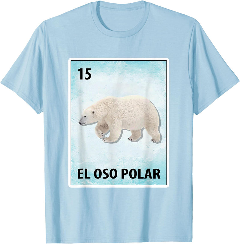 Polar Bear Mexican Tee El Oso Polar Mexican Polar Bear Cards T-Shirt - Baby Blue