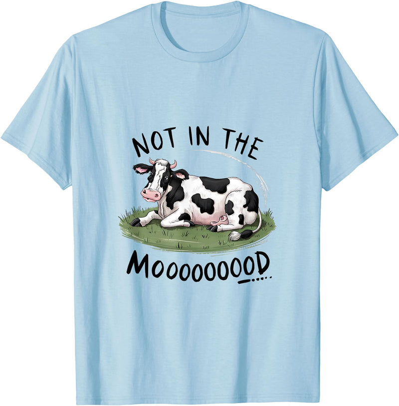 Funny Moody Cow Shirts Not In The Mood Funny Cow T-Shirt - Baby Blue