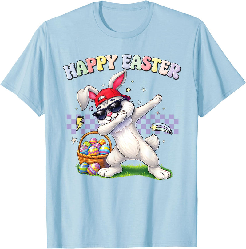 Dabbing Easter Bunny Rabbit Dab Dance Eggs Kids Boys Girls T-Shirt in Baby Blue
