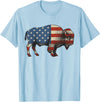 Bison American Buffalo Gifts & Apparel Stuff Bison USA American Flag Patriotic United States T-Shirt - Baby Blue