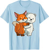 Fox and Polar Bear Hug Animal Girls Women Kids Polar Bear and Fox Cute Animals for Women Animal Hugging T-Shirt - Baby Blue