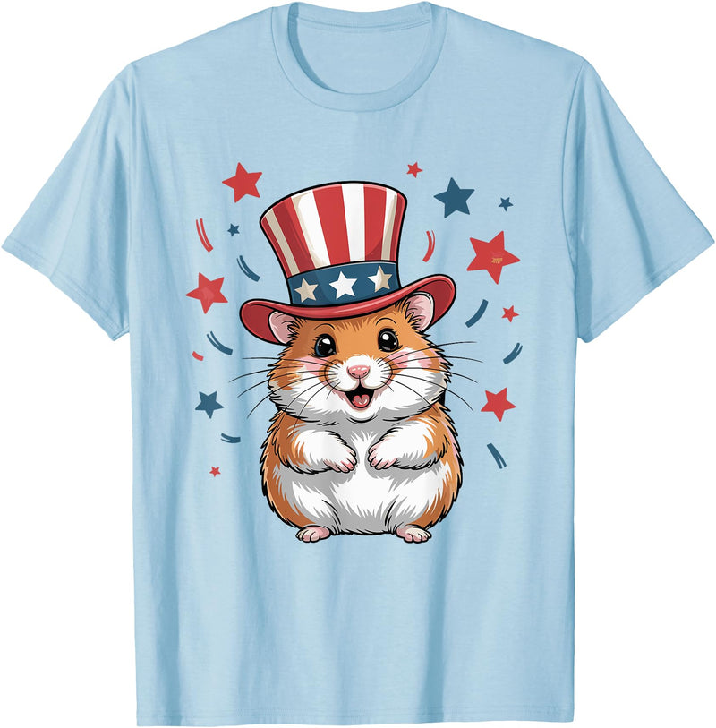 Patriotic Hamster Animals Lovers Independence 4th of July T-Shirt - Baby Blue