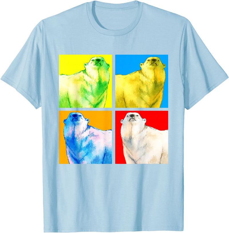 Arctic Animal Polar Bear Gifts Polar Bear Animal Lover Arctic Animal Pop Art Polar Bear T-Shirt - Baby Blue
