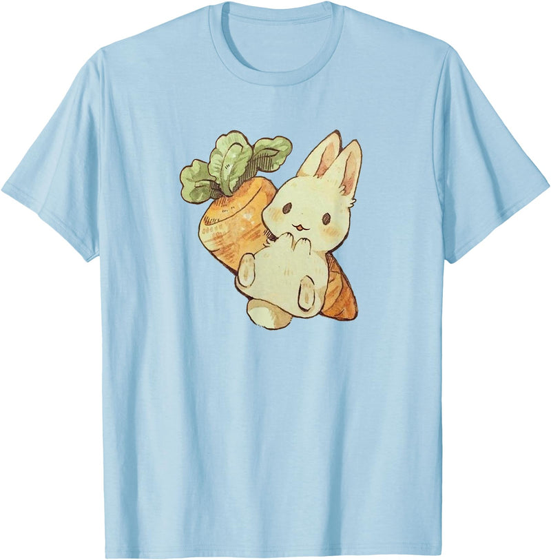 Cute Watercolor Kawaii Kids Girls Women Carrot Bunny Lover Hoodie in Baby Blue