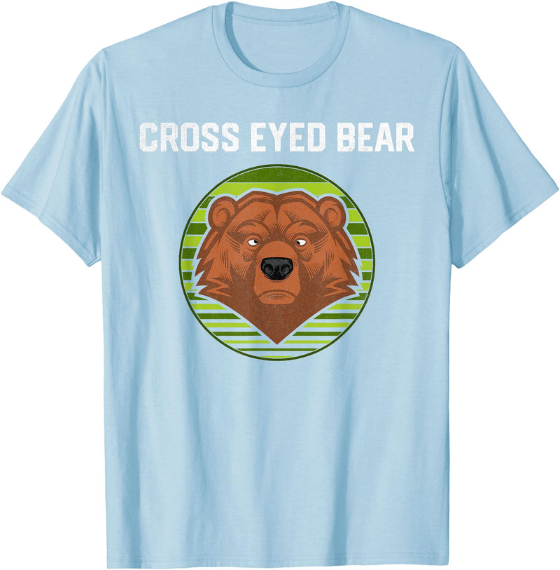 Moose Bronco Funny Cross Eyed Bear Animal Graphic T-Shirt - Baby Blue